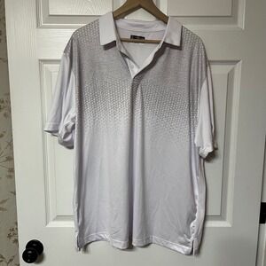 PGATOUR Airflux Men's XXL Golf Polo Shirt White‎ Geometric Pattern Short Sleeve